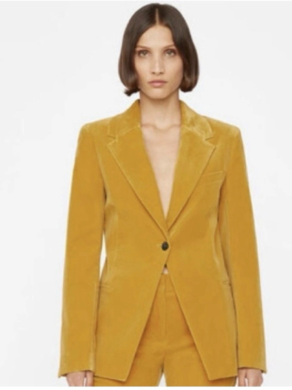 Womens Mustard Velvet Single-Button Blazer -FRAME sz 00